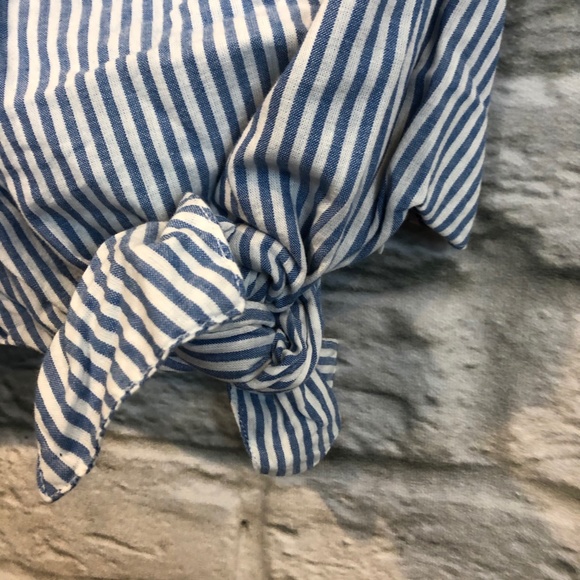 ZARA TRF Blue/White One Shoulder Crop Top - Picture 6 of 8